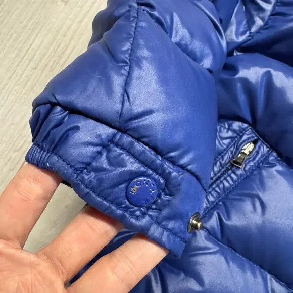 Moncler Enfant Maya Down Jacket Toddler Size 2Y Removeable Hood Glossy Blue - Picture 15 of 15